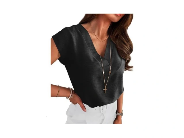 Anrabess Women Tops Cap Sleeve Textured Dressy… Code