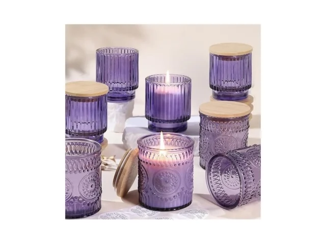 8 Pack Purple Glass Candle Jars For Making… Code