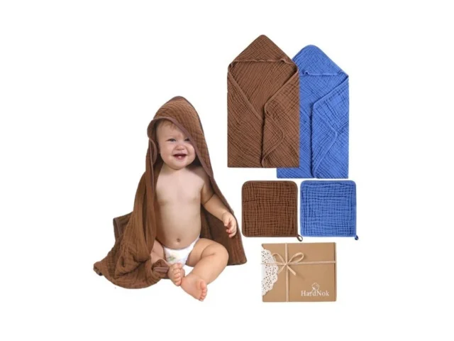Hardnok 4-piece Muslin Baby Towel Set – 100 Organic… Code