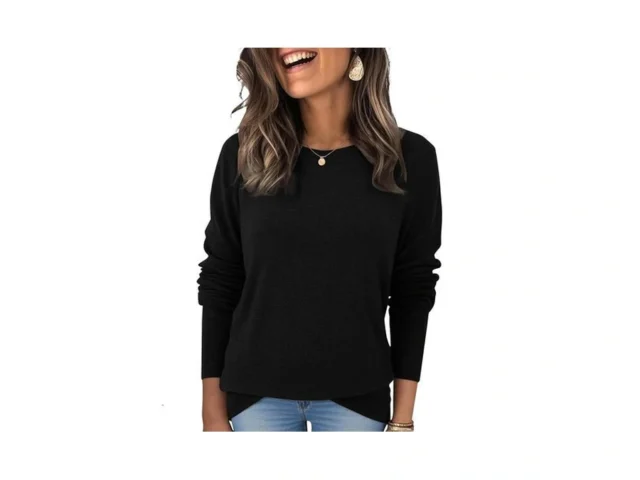 Womens Wool Blend Pullover Sweaters Crew Neck… Code