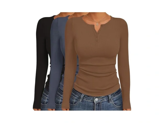 Ekouaer Women S Long Sleeve Shirts 3 Packs Henley… Code