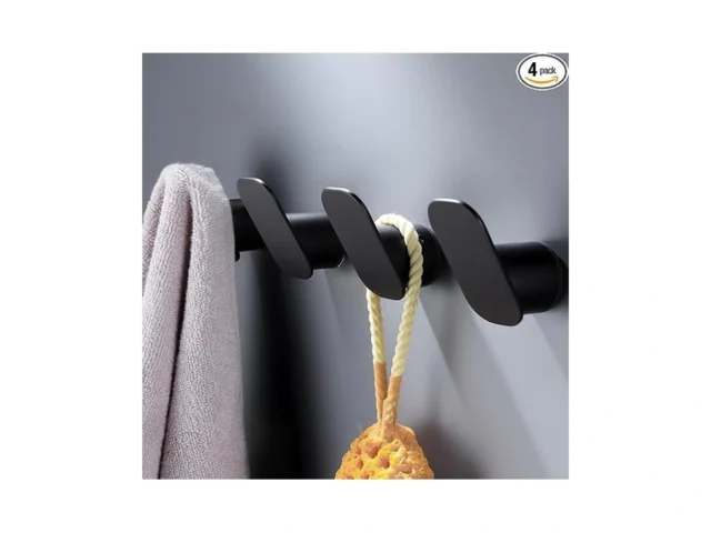 Deliton 4 Pack Towel Hooks Black Coat Hooks Wall… Code