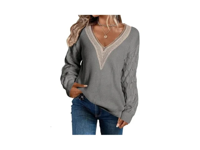 Evaless Gray Sweaters For Women Dressy Casual… Code