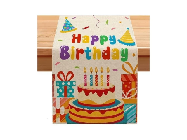 Happy Birthday Table Runner Polka Dot Beige Decor… Code