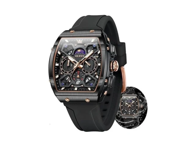 Olevs Black Watches For Men Luxury Fashion Tonneau… Coupon