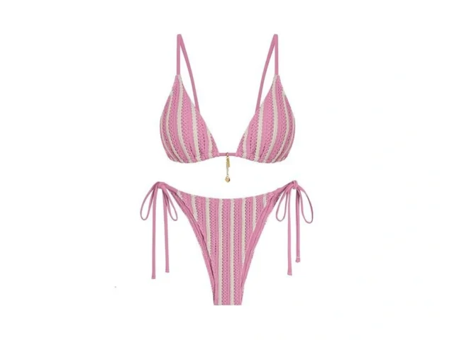 Zaful Pink Striped Bikini Crochet Bikini Sets For… Code