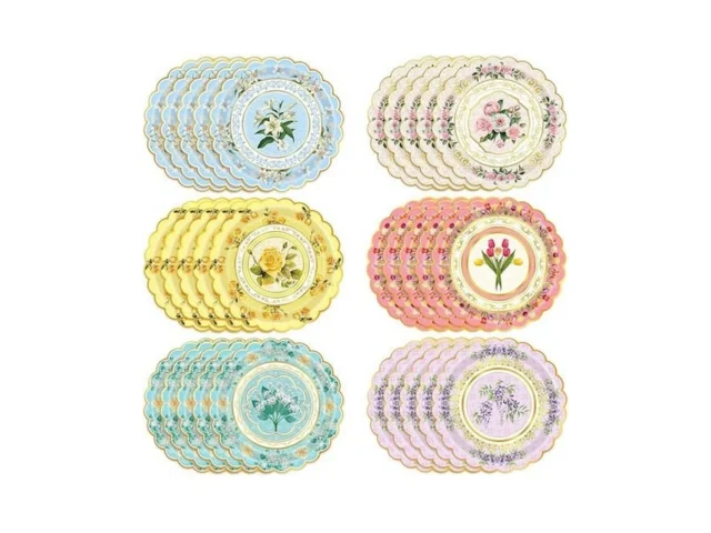 Oevbexos 30-pack Floral Paper Plates Tea Party… Code