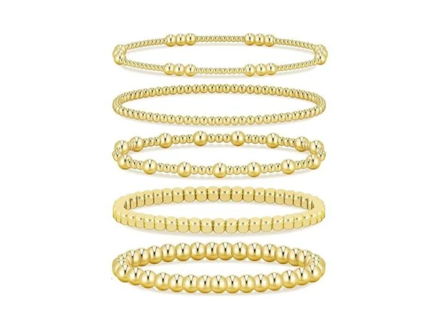 Gold Beaded Bracelets For Women 14k Real Gold… Code