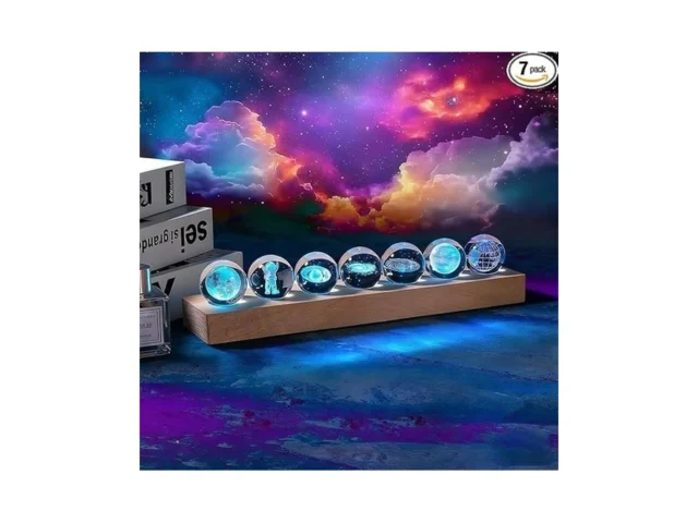 Aoyosic 7 Pcs Planet Crystal Ball Night Light Lamp… Code
