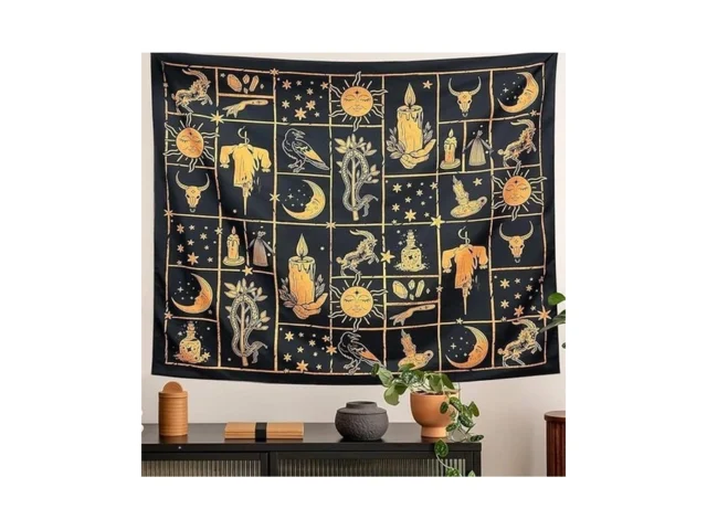 Artcreator Witchy Tapestry Black And Gold Witch… Code
