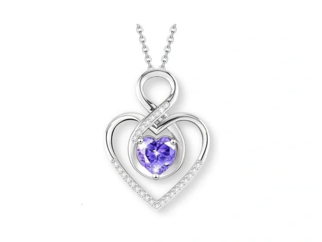 Poptopping Amethyst02 Heart Necklace For Women 925… Code