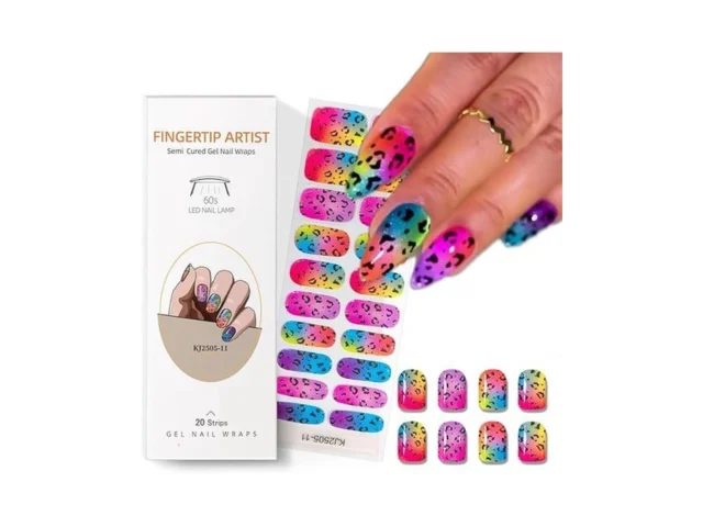 Semi Cured Gel Nail Strips With Gradient Leopard… Code
