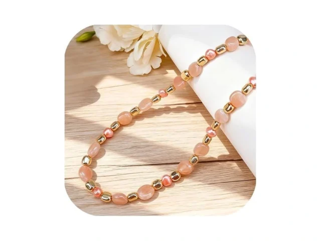 Gemtal Beaded Necklaces For Women Pink Pearl Boho… Code