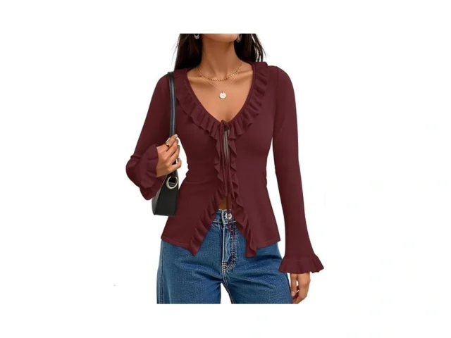 Zesica Womens 2026 Fall Tie Front Bow Cardigan… Code