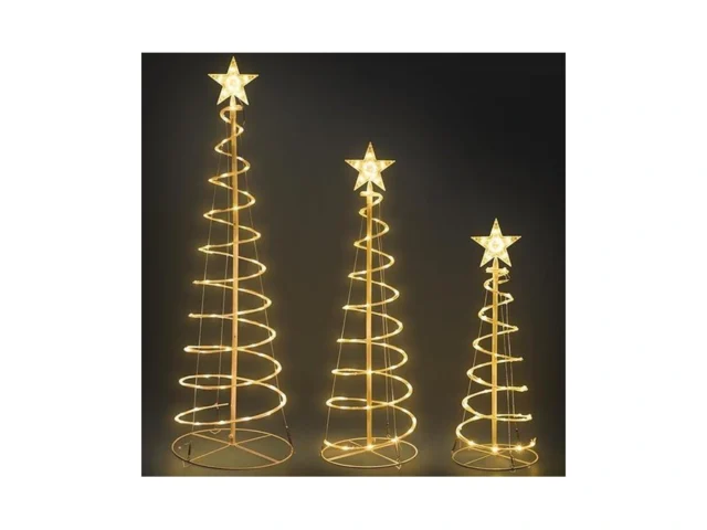 Set Of 3 Christmas Decoration Outdoor Spiral Tree 3…
