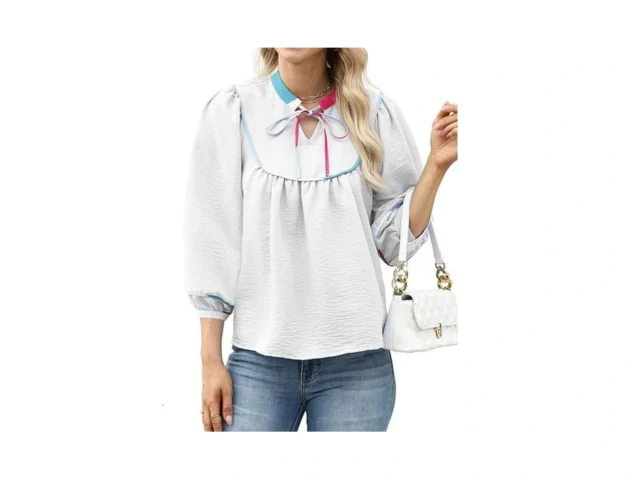 Viaurbe Womens Babydoll Tops Lantern Sleeve Shirts… Code