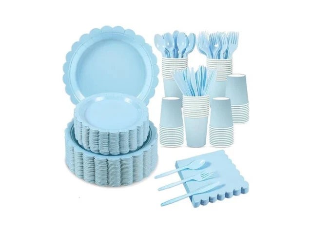 Xiangqu 350 Pcs Light Blue Paper Plates And Napkins… Code