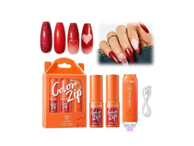 Modelones Red Glitter Gel Nail Polish Kit With Uv… Code