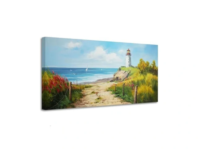 Acocifi Beach Canvas Wall Art Lighthouse Picture… Coupon
