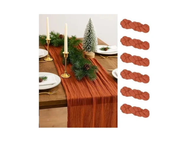 6pack Christmas Table Runner Terracotta Cheesecloth… Code