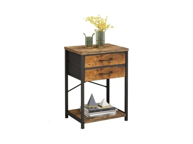 Tigerdad Nightstand End Table With 2 Fabric Drawers… Code