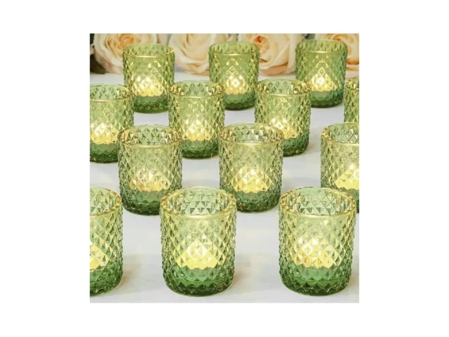 Tbwind 24 Pack Green Glass Votive Candle Holders… Code