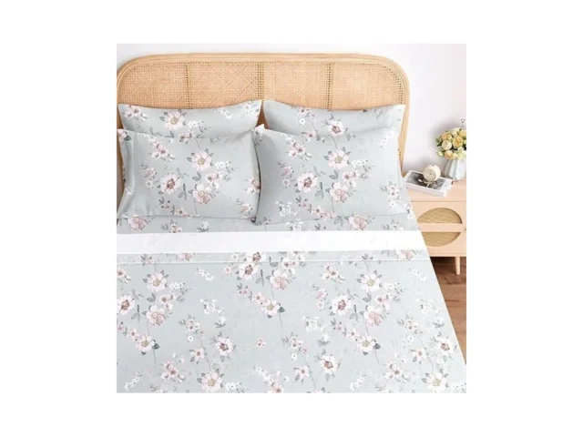 Bysure Queen Sheet Set 6 Pieces Grey Plum Flower… Code