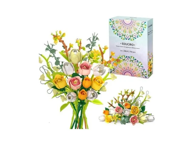 Pink Roses Bouquet Building Set For Adults… Code