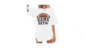 Women Game Day Shirt Football T Shirts Oversized… Code