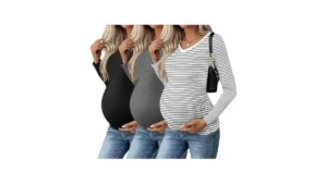 Ekouaer Womens Maternity Shirts Long Sleeve 3 Packs… Code