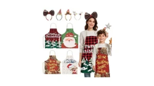 Imerago 8 Pcs Christmas Apron And Headband Set… Code