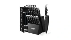 Huusk Knife Block Set With Sharpener – Black… Coupon