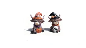Bokynu Highland Cow Figurine Decor Halloween Resin… Code