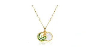Dual Pendant Necklace Green And Gold Necklace For… Coupon