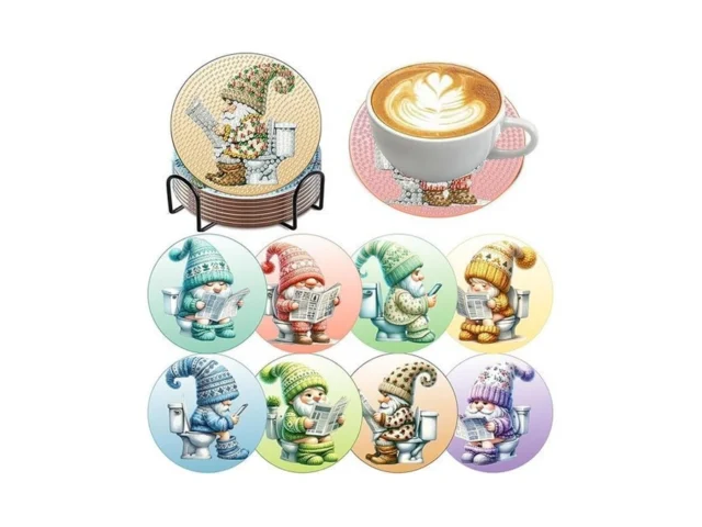 Zythron 8 Pcs Gnome Diamond Art Coasters Kits… Code