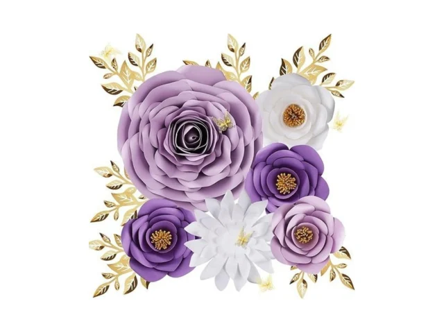 Purple Roses Paper Flowers Decorations For Wall… Code