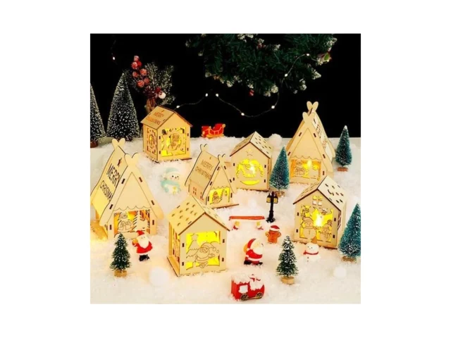 35pcs Diy Christmas Village Sets Wooden Christmas… Code
