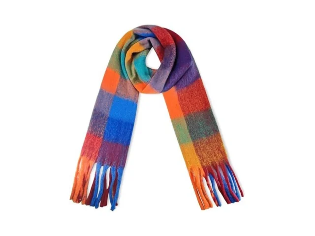 Shohoku Large Chunky Plaid Scarf Coloured Checked… Coupon