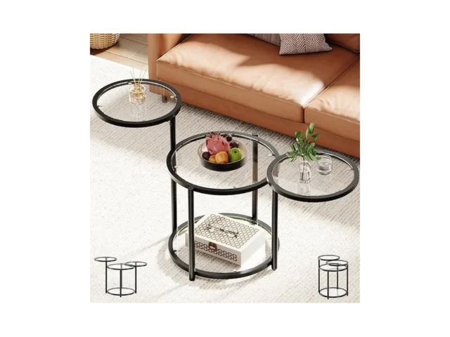 Curlaky Round Glass Coffee Table – 4 Tier Coffee… Code