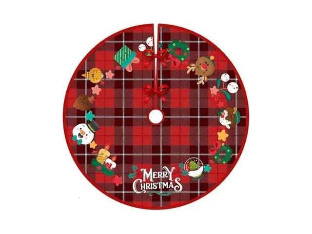 48 Inch Christmas Tree Skirt Red Buffalo Plaid Tree… Code