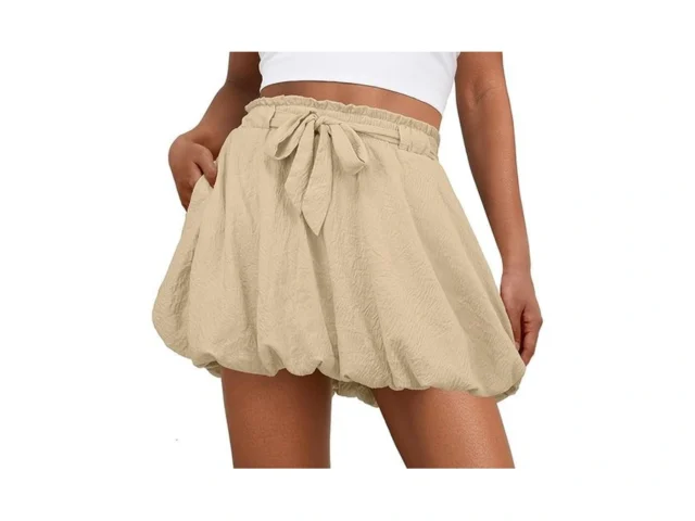 Lepunuo Bubble Casual Mini Skirts Womens High Waist… Code