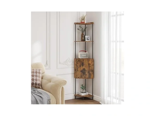 Wouzglk 65 7 Rustic Brown Corner Bookshelf With… Code