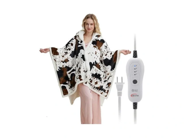 Heated Electric Blanket Shawl Cow Print Wearable… Code