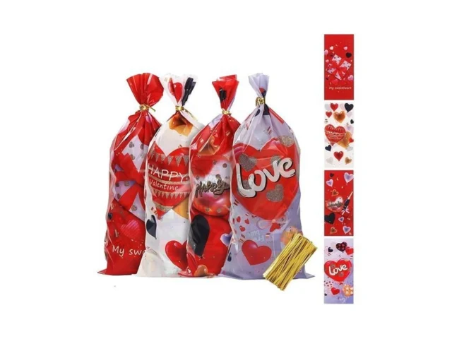Zmency 100 Pcs Valentines Day Cellophane Treat Bags… Code