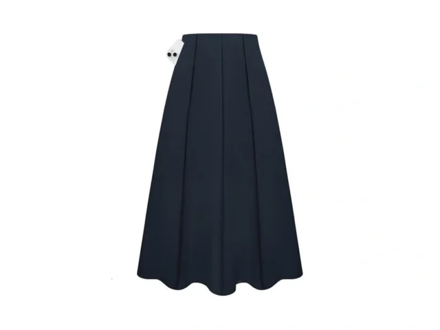 Kate Kasin Women Navy Linen Maxi Skirt High Waist A… Code