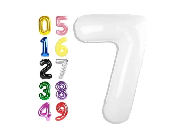 7 Balloon Number White 17th Birthday Decorations… Code