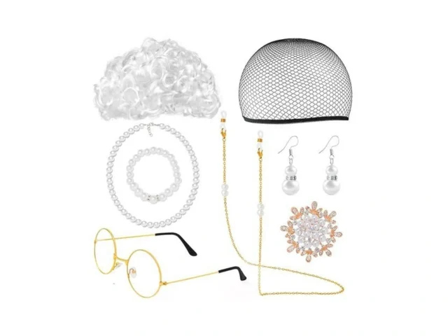 Yewong Old Lady Costume Set – Granny Wig Glasses… Code