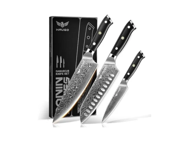 Damascus Knife Set – Haugo 3 Pcs Professional Chef… Code