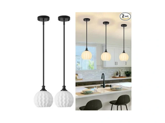 Karjearl Milk Glass Pendant Lights Kitchen Island 2… Code
