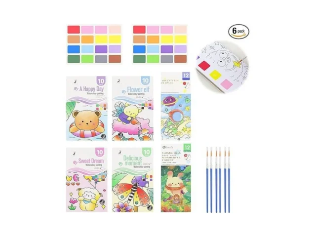 6 Pcs Water Color Painting Books For Kids Travel… Code